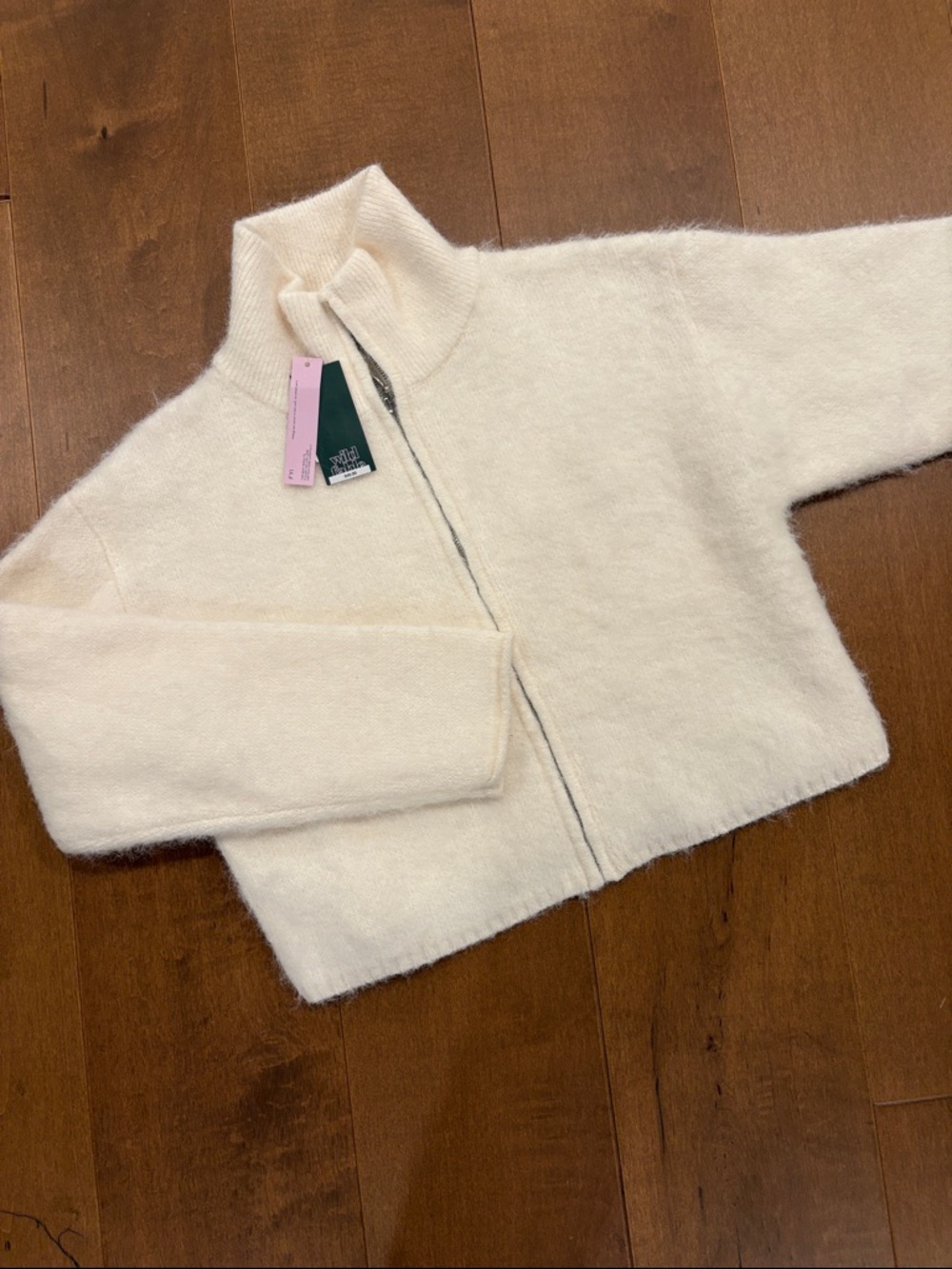 wild fable Cream Fuzzy Zip Front Sweater Jacket